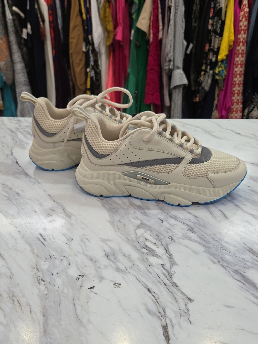 Dior Beige and Light Gray Athletic Sneakers